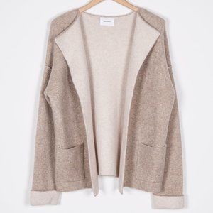 Oversized Chunky & Cozy Boyfriend Cardigan Light Camel / Ivory; New with Tags!